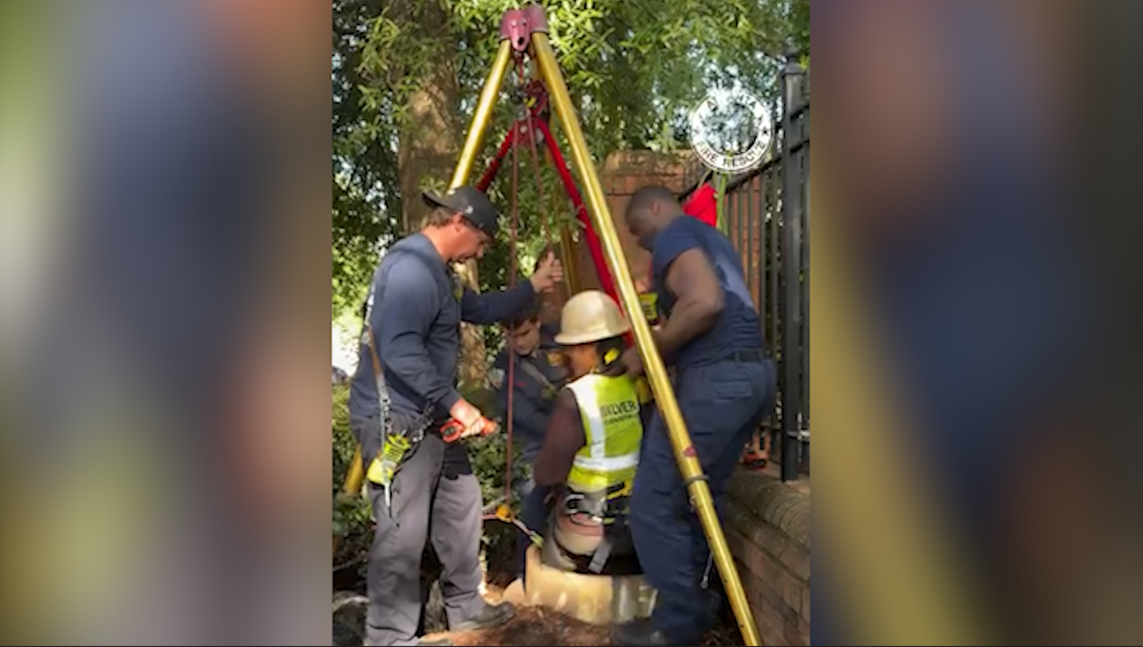 VIDEO: Worker rescued after falling from ladder inside 20-foot deep manhole  — WESH 2 Orlando, Celebration Community news