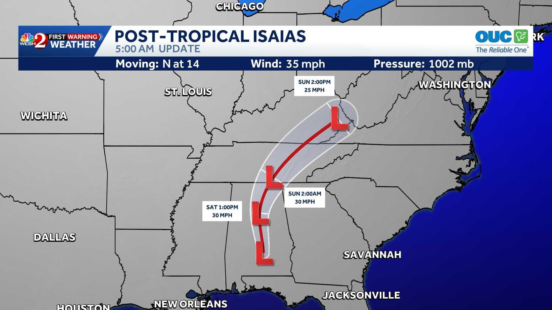 Post-tropical cyclone Isaias: Maps, spaghetti models — WESH 2 Orlando, Celebration Community news